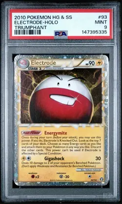 2010 POKEMON HEARTGOLD & SOULSILVER TRIUMPHANT #93 ELECTRODE-HOLO PRIME PSA 9 ✨ - Image 3