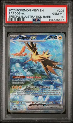 2023 Pokemon Mew 151 Zapdos Ex #202 GEM MT PSA 10 Special Illustration Rare - Image 1