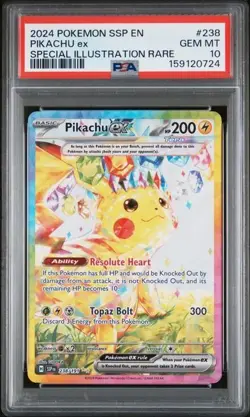 2024 Pokemon SV Surging Sparks SSP EN Pikachu Ex #238/191 Illustration PSA 10 - Image 1