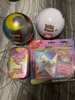 Pokemon 151 Mini Tin, Pokeballs Lot of 2 and Prismatic Tech Sticker New Sealed - Image 1