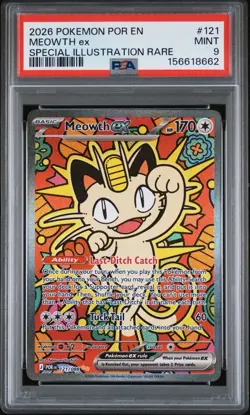 Pokemon Meowth ex 121 Me03: Perfect Order Holo Special Illustration EX PSA 9 20… - Image 1