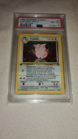 1999 pokemon jungle clefable holo 1st edition PSA NM-MT 8 - Image 1