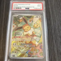Pokemon TCG: Eevee SVP 173 Black Star Promo Prismatic Evolutions ETB, PSA 9 MINT - Image 1