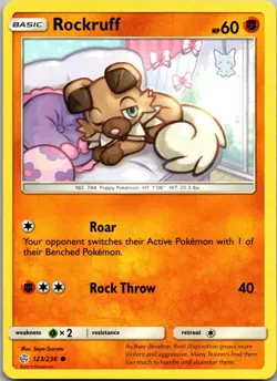 Rockruff 123/236 Common Cosmic Eclipse Pokemon Near Mint - Image 1