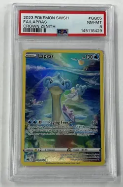 Lapras #GG05 Crown Zenith English PSA Graded 8 Pokemon TCG - Image 1