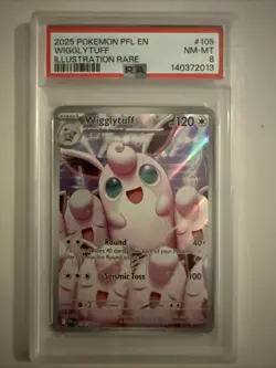 2025 POKEMON PFL EN-PHANTASMAL FLAMES ILLUSTRATION RARE #105 WIGGLYTUFF PSA 8 - Image 1
