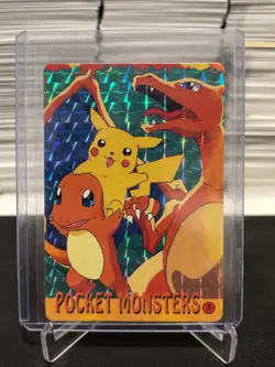 Pokemon 1995 Vending Prism Firework Holo Sticker 3 7 Charizard Pikachu Charmande - Image 1