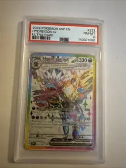 Pokemon Hydreigon ex Ultra Rare Holo Sv08: Surging Sparks 223/191 PSA 8 2024 - Image 1