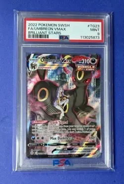 2022 Pokemon SWSH FA/Umbreon VMAX Brilliant Stars #TG23 PSA 9 MINT - Image 1
