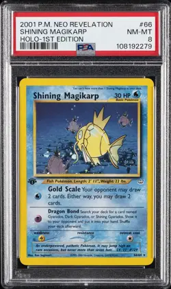 2001 POKEMON NEO REVELATION 1ST EDITION #66 SHINING MAGIKARP-HOLO PSA 8 - Image 1