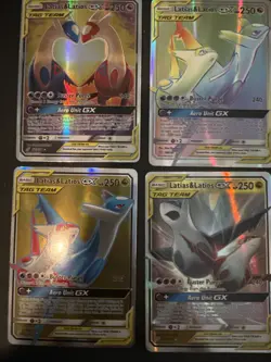 Pokemon. Lot of 4 Team Up Holo Cards from The Sun & Moon Series. Latias&Latios - Image 1