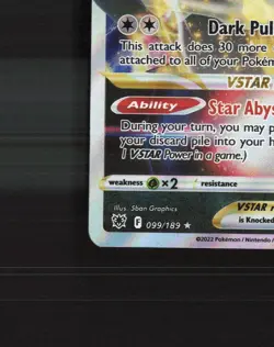 Darkrai VSTAR 099/189 Astral Radiance Ultra Rare Holo Pokemon Card NM - Image 5