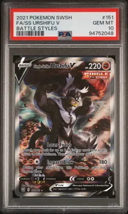 Pokemon TCG Single Strike Urshifu V 151/163 Battle Styles FA Holo PSA 10 - Image 1