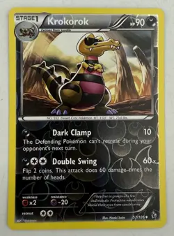 Krokorok - 57/106 - Reverse Holo Pokemon XY FlashFire NM - Image 1