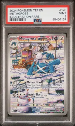 2024 POKEMON TEF EN-TEMPORAL FORCES ILLUSTRATION RARE #178 METAGROSS PSA 9 - Image 1