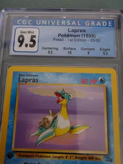 Lapras 25/62 Fossil Regular 1999 First Edition, CGC 9.5 Pokemon - Image 3