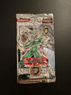 Enemy of Justice EOJ 1st Edition EMPTY Booster Pack Yugioh - Image 1