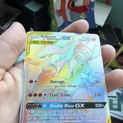 Reshiram & Charizard GX 217/214 Secret Rare Full Art TAG TEAM GX rainbow Holo - Image 4