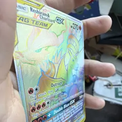 Reshiram & Charizard GX 217/214 Secret Rare Full Art TAG TEAM GX rainbow Holo - Image 5