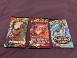 Pokemon Booster Pack Lot Unified Minds/Fusion Strike/Chilling Reign - Image 1