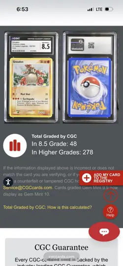 GROUDON 102/101 HOLO EX HIDDEN LEGENDS POKEMON CGC 8.5 near mint / mint - Image 3