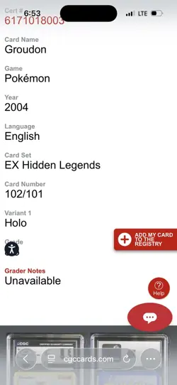 GROUDON 102/101 HOLO EX HIDDEN LEGENDS POKEMON CGC 8.5 near mint / mint - Image 4