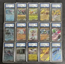 Pokemon Graded Bundle Of Mint Cards Lot Of 15 Grade 9 Mint AEY Mixed Sets - Image 1