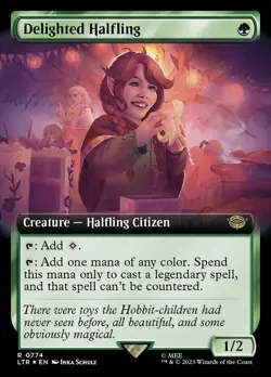 MTG Delighted Halfling - Surge Foil - Extended Art, The Lord of the Rings: Tales - Image 1
