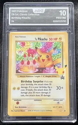2021 Birthday Pikachu AOG PRISTINE 10 Pop 11 #24 English Pokemon Celebrations - Image 1