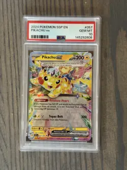 2024 POKEMON SSP EN-SURGING SPARKS #057 PIKACHU EX PSA 10 - Image 1