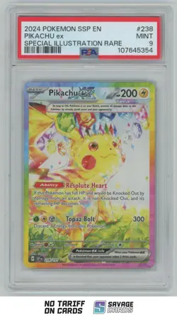 2024 Pokemon SV08: Surging Sparks Pikachu ex PSA 9 #238/191 Special Illustration - Image 1