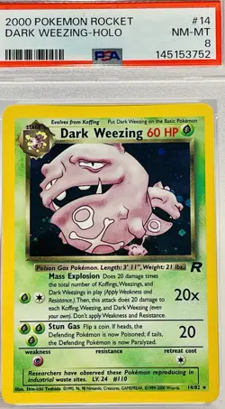 2000 POKEMON ROCKET #14 DARK WEEZING-HOLO PSA 8 - Image 2