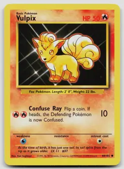 VULPIX 68/102 COMMON BASE SET UNLIMITED POKEMON LP - Image 1