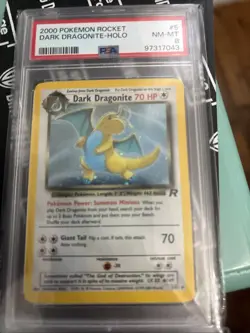 PSA 8 Dark Dragonite #5 2000 Pokemon Rocket Holo Pokemon TCG SWIRLL!! - Image 1
