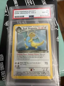 PSA 8 Dark Dragonite #5 2000 Pokemon Rocket Holo Pokemon TCG SWIRLL!! - Image 2