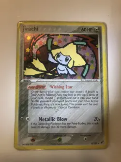 Creased Pokemon TCG Jirachi 9/107 Holo Rare Basic Metallic Blow 60HP - DMG - Image 1