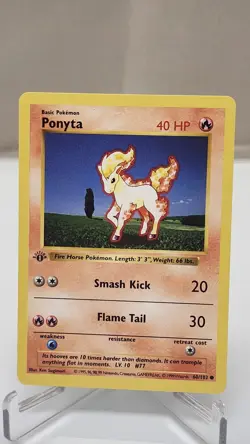 Pokemon WOTC Base 1st Edition Ponyta Shadowless 60/102 - Image 1