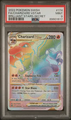 2022 Pokemon SWSH Brilliant Stars CHARIZARD VSTAR Secret Rare #174/172 PSA 9 - Image 1