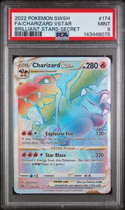 Charizard Vstar 174 Secret Brilliant Stars Pokemon PSA 9 - Image 1