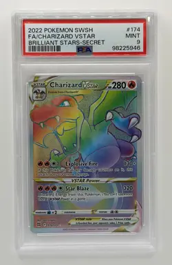 ~~~ Pokemon TCG - MINT CHARIZARD VSTAR #174 (174/172) - Secret Rare - PSA 9 ~~~ - Image 1