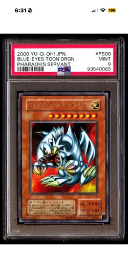 PSA 9 Blue Eyes Toon Dragon Ps00 Yu-gi-oh! Pharaoh's Servant Yu-gi-oh Japanese - Image 1