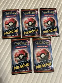 Pokemon Detective Pikachu Booster Packs Lot of (5) English 4 Cards Each - Image 1