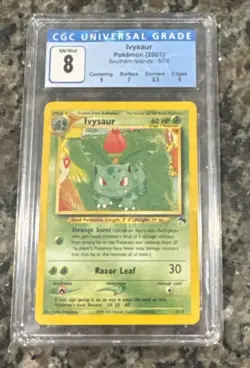 CGC 8 Ivysaur 2001 Southern Islands 5/18 Pokemon Card BLUE LABEL w/ sub grades - Image 1