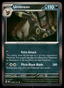 Umbreon 059/131 Holo Rare Prismatic Evolutions Pokemon Holo Near Mint - Image 1