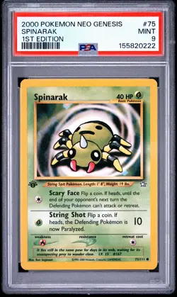 2000 Pokemon Neo Genesis 1st Edition Spinarak 75/111 PSA 9 Mint - Image 1