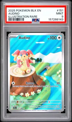 2025 POKEMON BLK EN-BLACK BOLT ILLUSTRATION RARE #151 AUDINO PSA 9 - Image 1