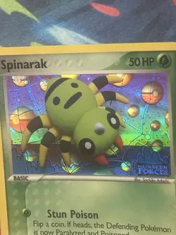 Spinarak #75/115 EX Unseen Forces Stamped Reverse Holo Pokemon INVERTED ERROR - Image 1