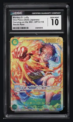 Monkey D. Luffy OP13-118 Carrying On His Will One Piece Japanese CGC 10 Gem Mint - Image 1