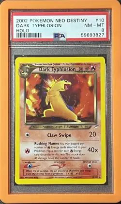 Dark Typhlosion 010/105 Neo Destiny PSA 8 - Vintage Pokemon TCG Holo Rare - Image 1