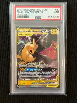 2019 Pikachu & Zekrom GX 33/181 Holo PSA 9 Pokemon Sun & Moon Team UP - Image 1
